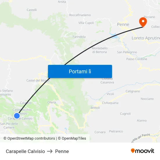 Carapelle Calvisio to Penne map