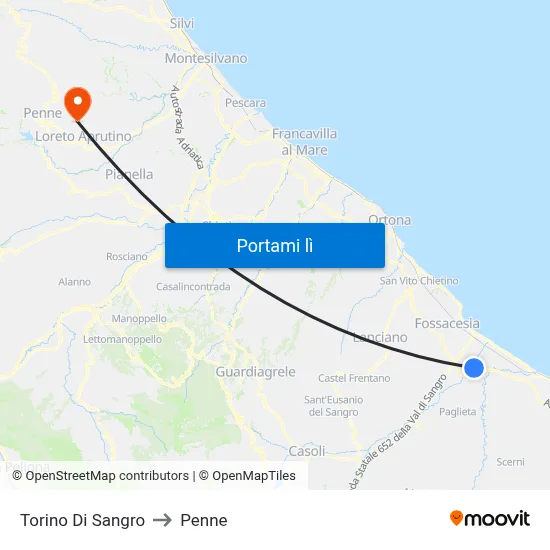 Torino Di Sangro to Penne map