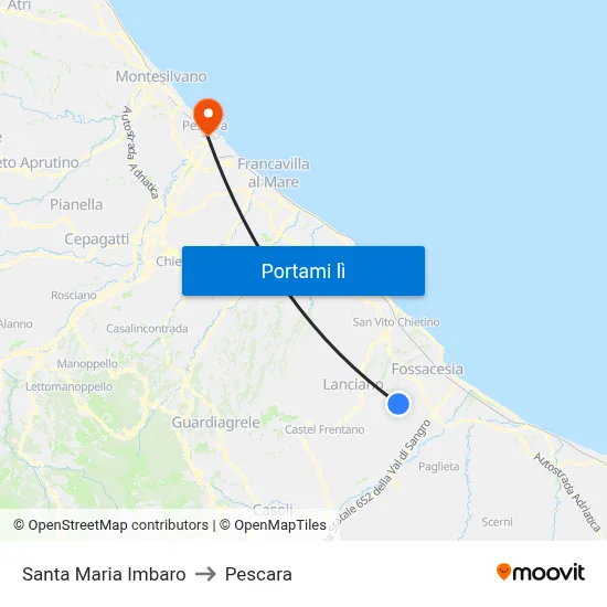 Santa Maria Imbaro to Pescara map