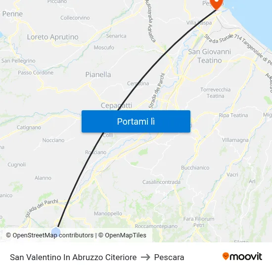 San Valentino In Abruzzo Citeriore to Pescara map