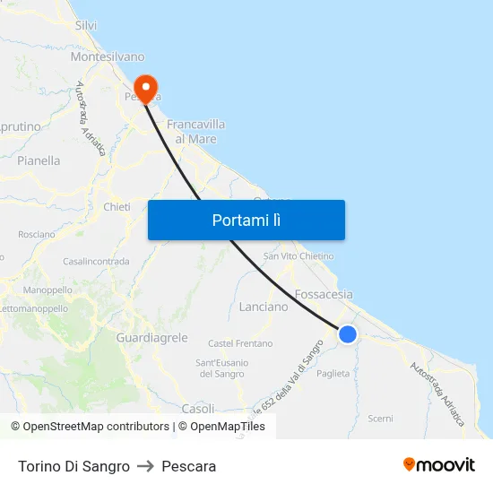 Torino Di Sangro to Pescara map