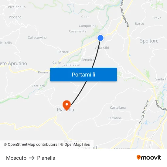 Moscufo to Pianella map