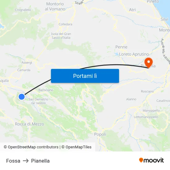Fossa to Pianella map