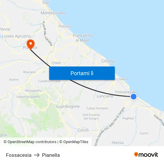 Fossacesia to Pianella map