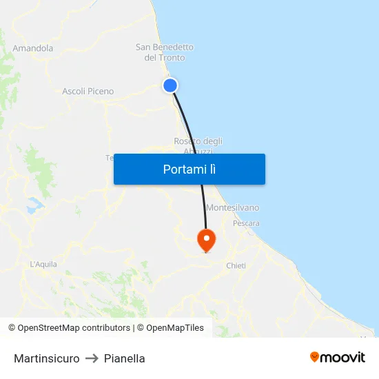 Martinsicuro to Pianella map