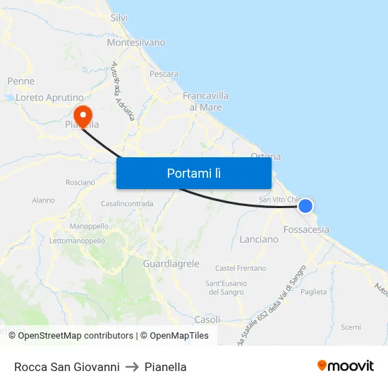 Rocca San Giovanni to Pianella map