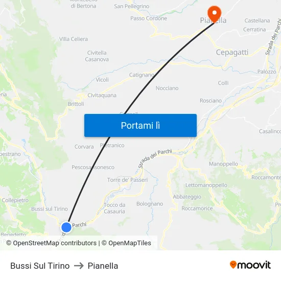 Bussi Sul Tirino to Pianella map