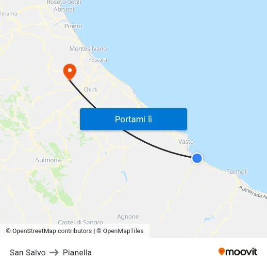 San Salvo to Pianella map