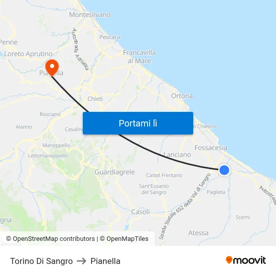 Torino Di Sangro to Pianella map