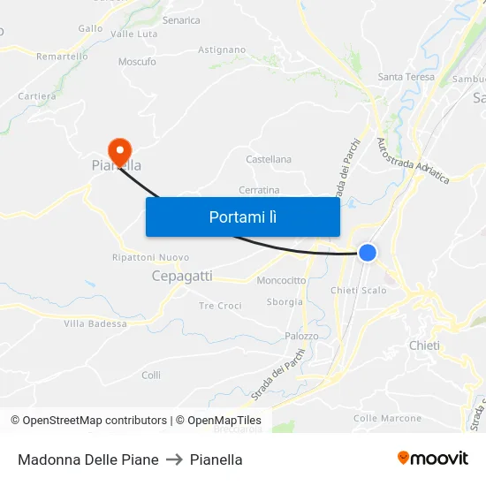 Madonna Delle Piane to Pianella map