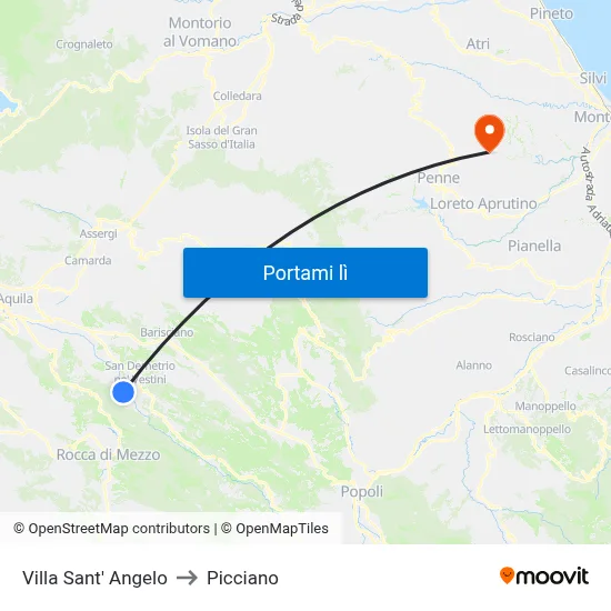 Villa Sant' Angelo to Picciano map