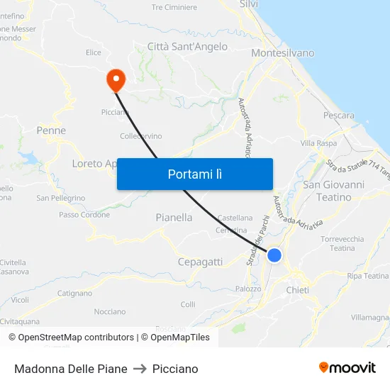 Madonna Delle Piane to Picciano map