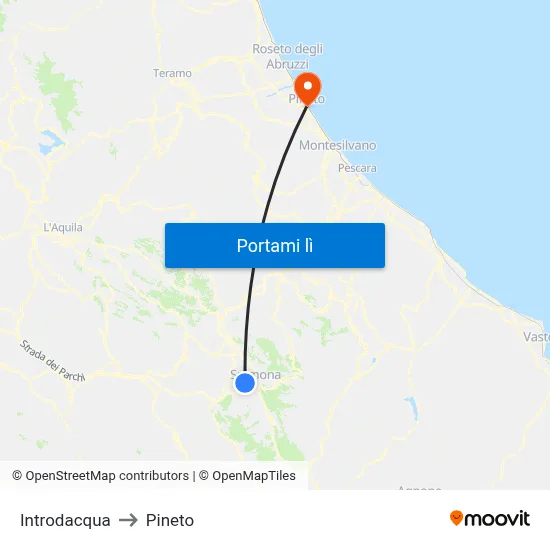 Introdacqua to Pineto map