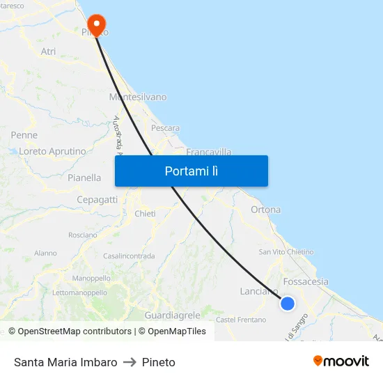 Santa Maria Imbaro to Pineto map