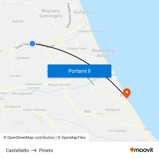 Castellalto to Pineto map