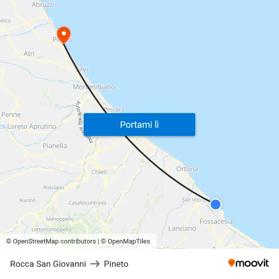 Rocca San Giovanni to Pineto map