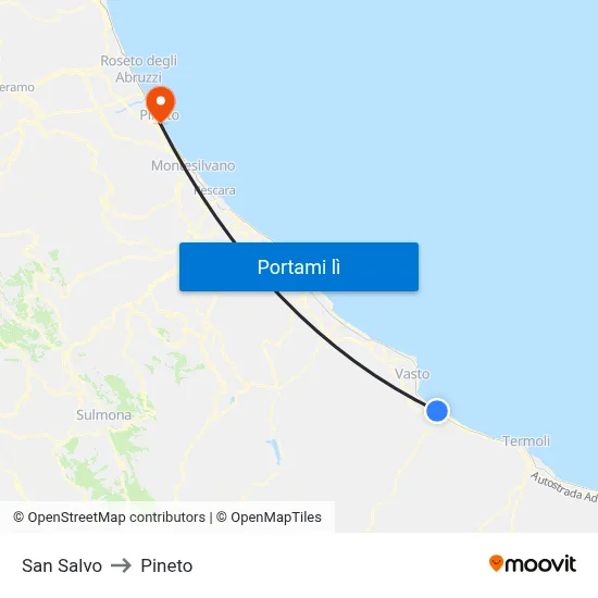 San Salvo to Pineto map