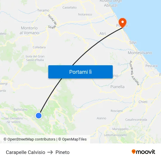 Carapelle Calvisio to Pineto map