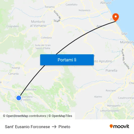 Sant' Eusanio Forconese to Pineto map