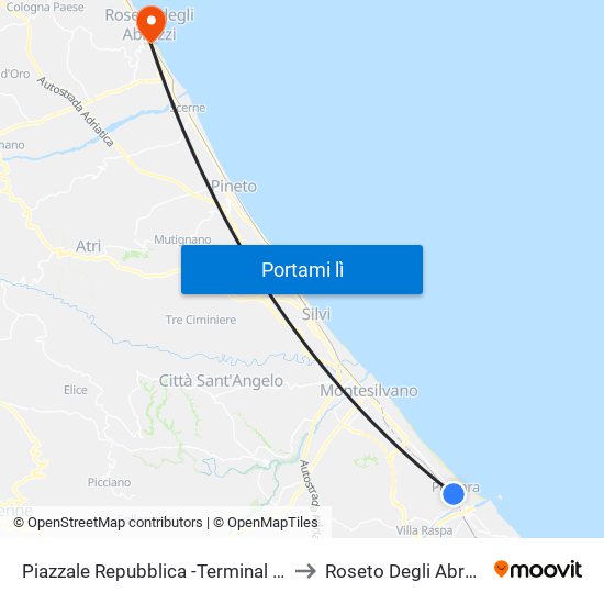 Piazzale Repubblica -Terminal Bus to Roseto Degli Abruzzi map