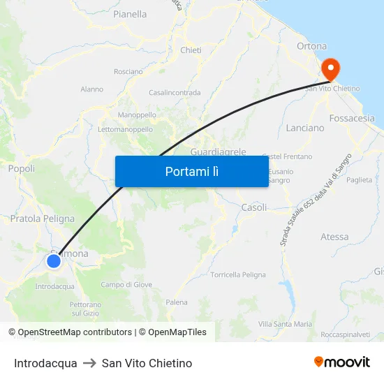 Introdacqua to San Vito Chietino map