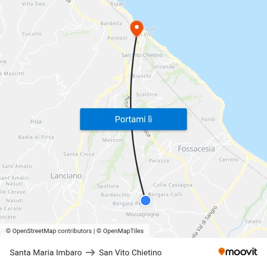 Santa Maria Imbaro to San Vito Chietino map