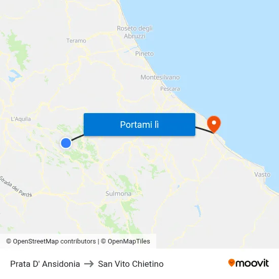 Prata D' Ansidonia to San Vito Chietino map