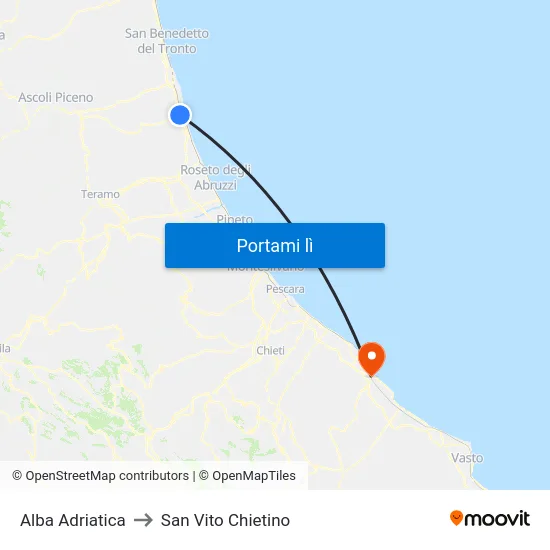 Alba Adriatica to San Vito Chietino map