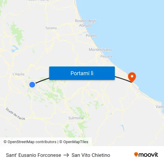 Sant' Eusanio Forconese to San Vito Chietino map