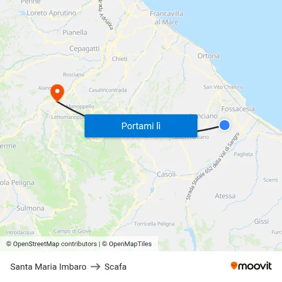 Santa Maria Imbaro to Scafa map