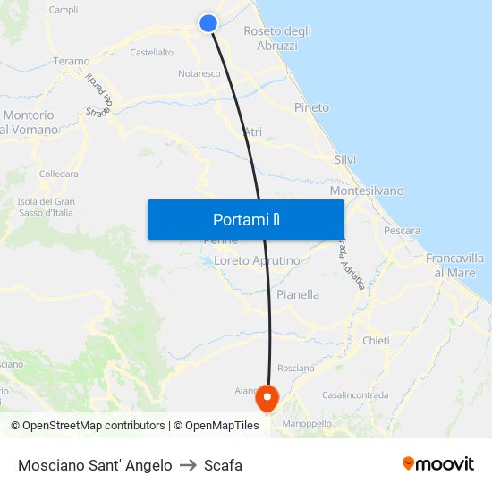 Mosciano Sant' Angelo to Scafa map