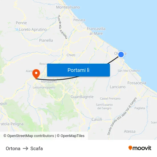 Ortona to Scafa map