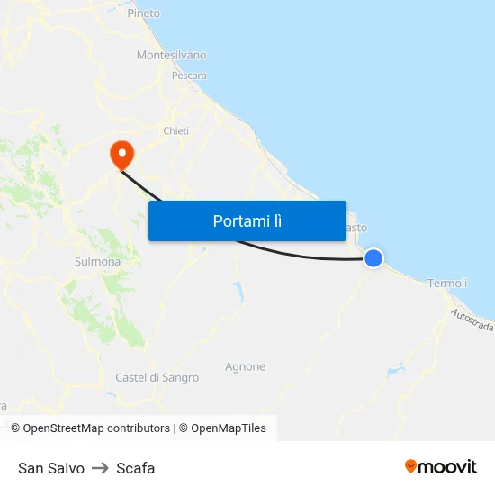 San Salvo to Scafa map