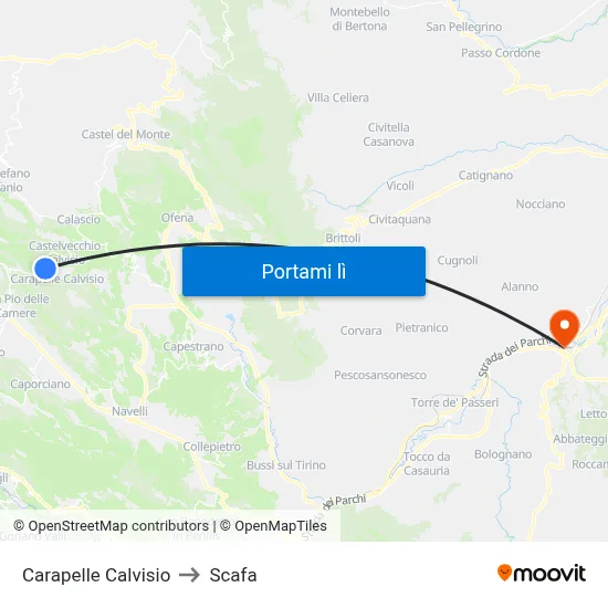 Carapelle Calvisio to Scafa map