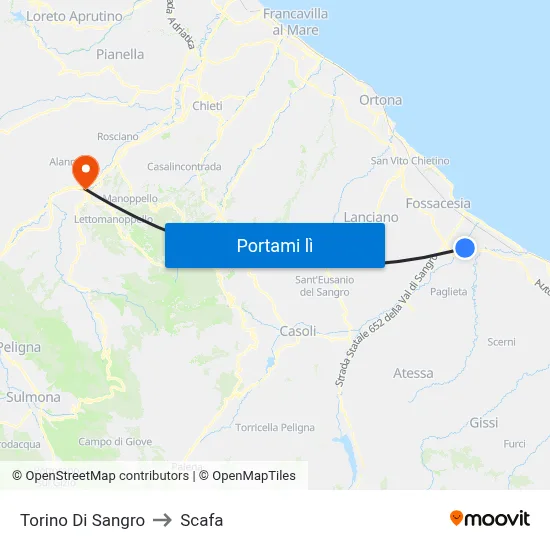 Torino Di Sangro to Scafa map