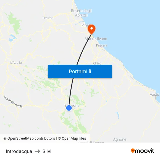 Introdacqua to Silvi map