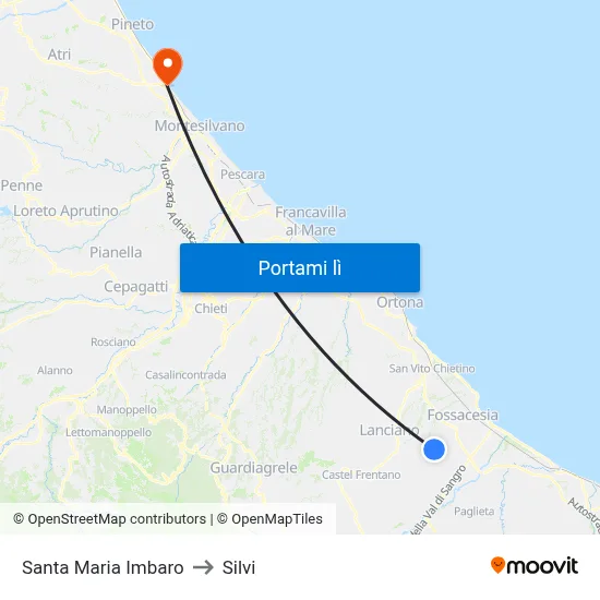 Santa Maria Imbaro to Silvi map