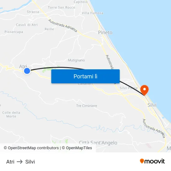 Atri to Silvi map