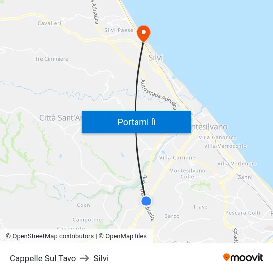 Cappelle Sul Tavo to Silvi map