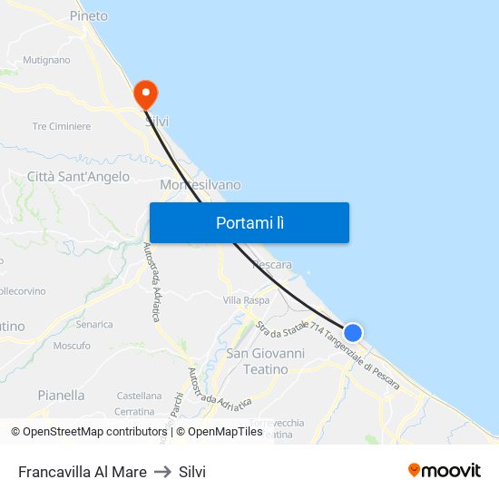 Francavilla Al Mare to Silvi map