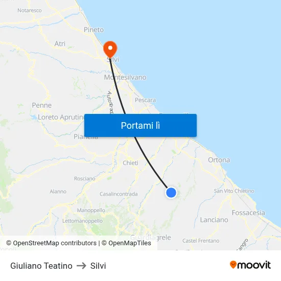 Giuliano Teatino to Silvi map
