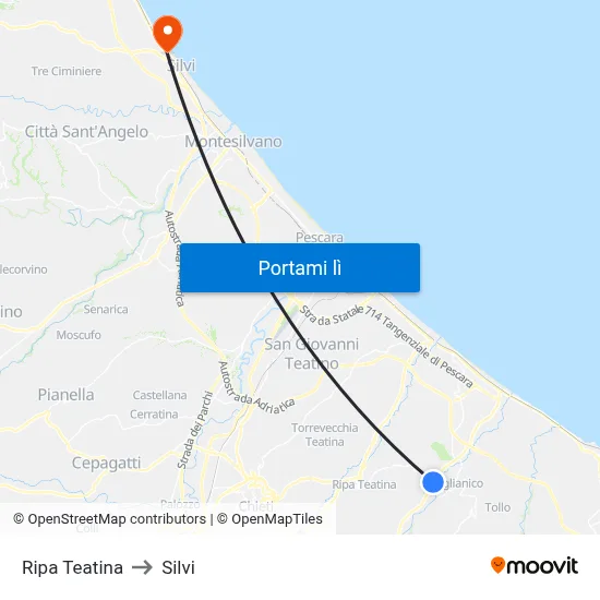 Ripa Teatina to Silvi map