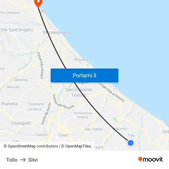 Tollo to Silvi map