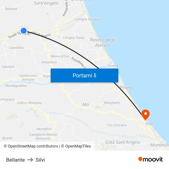 Bellante to Silvi map