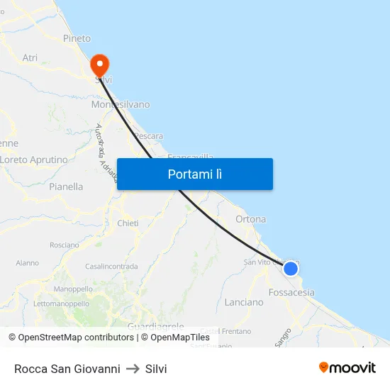 Rocca San Giovanni to Silvi map