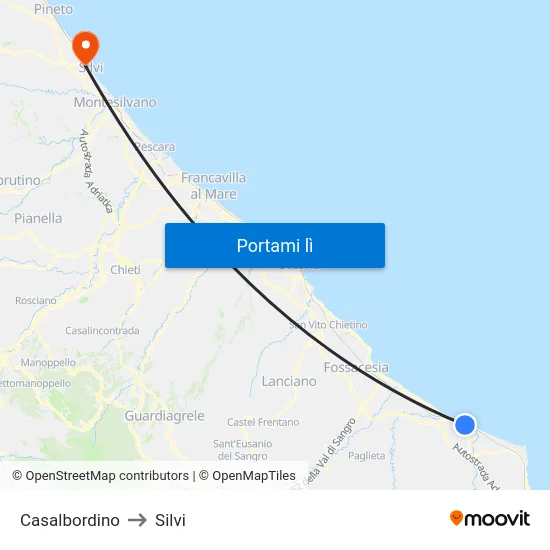 Casalbordino to Silvi map