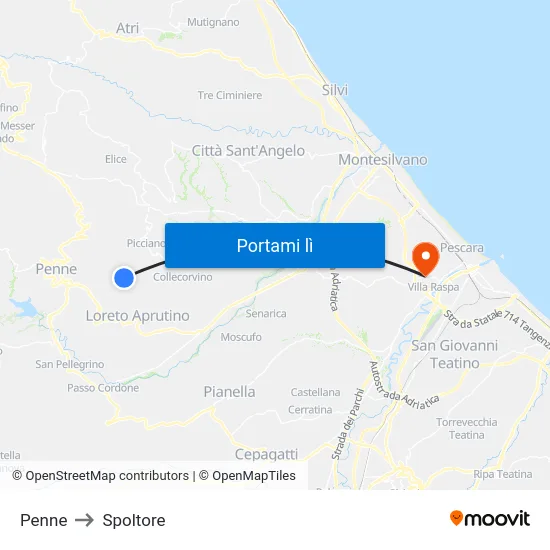 Penne to Spoltore map