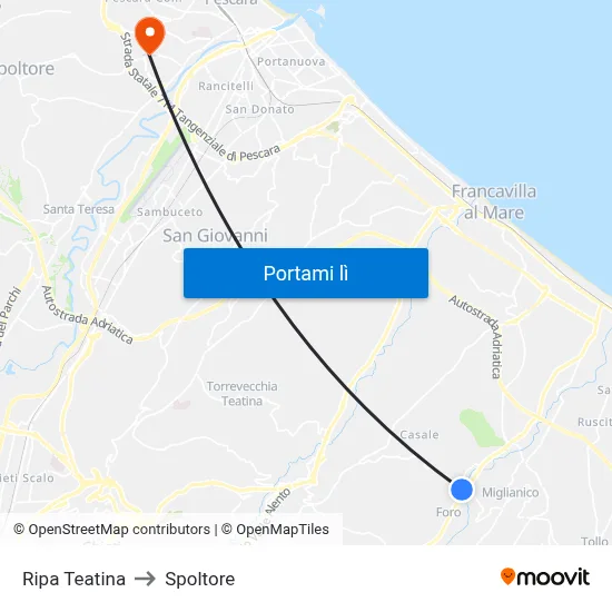 Ripa Teatina to Spoltore map