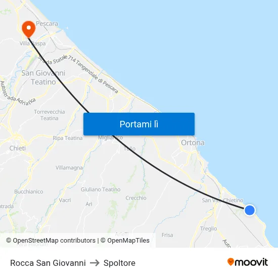 Rocca San Giovanni to Spoltore map