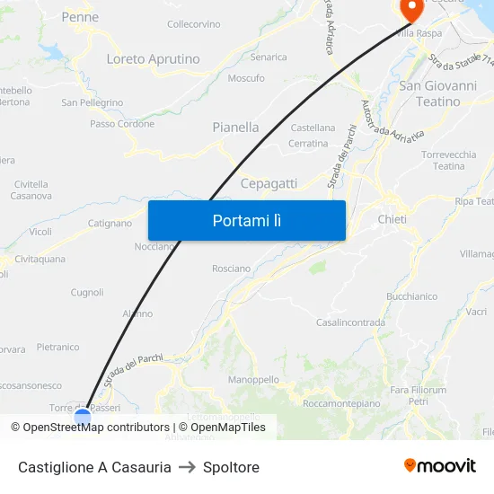 Castiglione A Casauria to Spoltore map